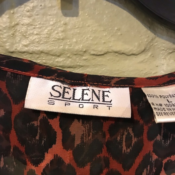 Vintage Selene Sport Sheer Animal Print Top - Picture 3 of 8